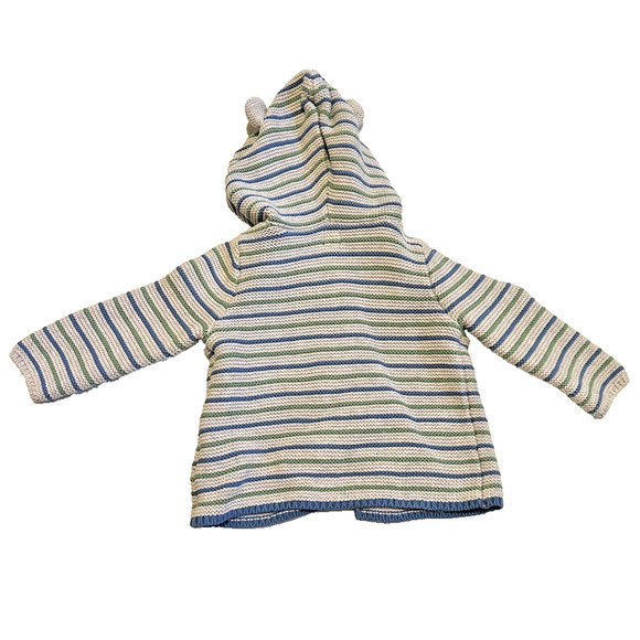 Baby Gap Stripe Bear Hooded Sweater Button Cardigan Size 6-12 months - Picture 3 of 6